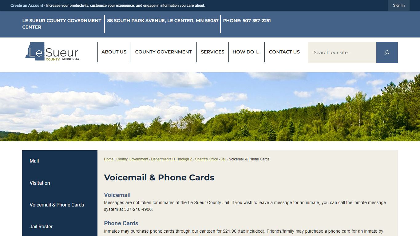 Voicemail & Phone Cards | Le Sueur County, MN